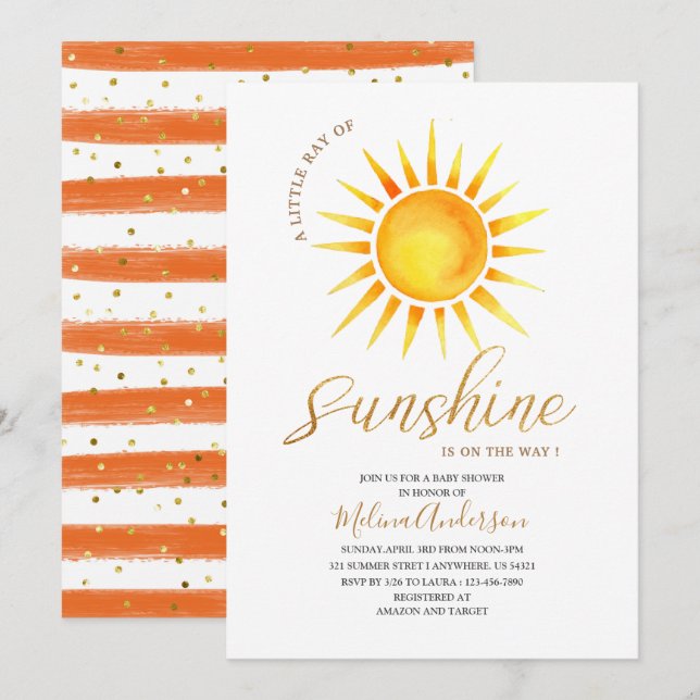 Convites Boho Hello Sunshine chá de fraldas (Frente/Verso)