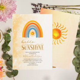 Convites Boho Hello Sunshine chá de fraldas