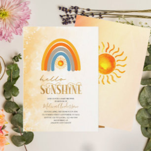 Convites Boho Hello Sunshine chá de fraldas
