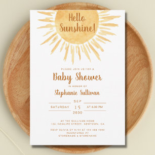 Convites Boho Hello Sunshine Gênero Chá de fraldas neutro