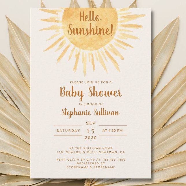 Convites Boho Hello Sunshine Gênero Inv Chá de fraldas Neut (Criador carregado)