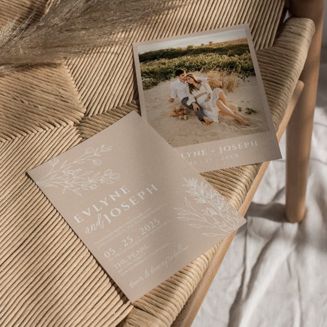 Convites Boho Herbal Blush Elegante Floral (Criador carregado)