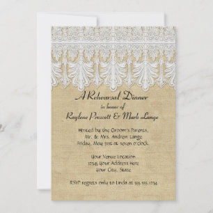 Convites BOHO Impresso Burlap n Lace gypsy Modern Mod Style
