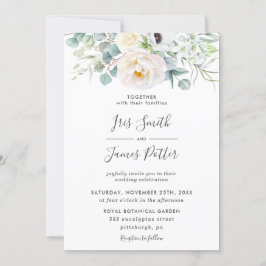 Convites Boho Ivory Anemone Peony Floral Greenery Casamento