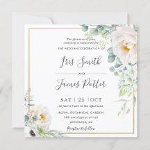 Boho Ivory White Peony Floral Eucalyptus Wedding