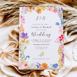 Convites Boho jardim verão fotos iniciais florais casamento<br><div class="desc">Boho jardim Verão monograma floral iniciais de casamento com flores bonito pintadas à mão em rosa,  amarelo,  azul,  roxo,  vermelho e laranja,  um quadro de flores com uma tipografia elegante. Adicione sua foto no fundo</div>