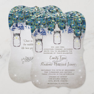 Convites Boho Jarro de Mason Azul Turquesa Pavão