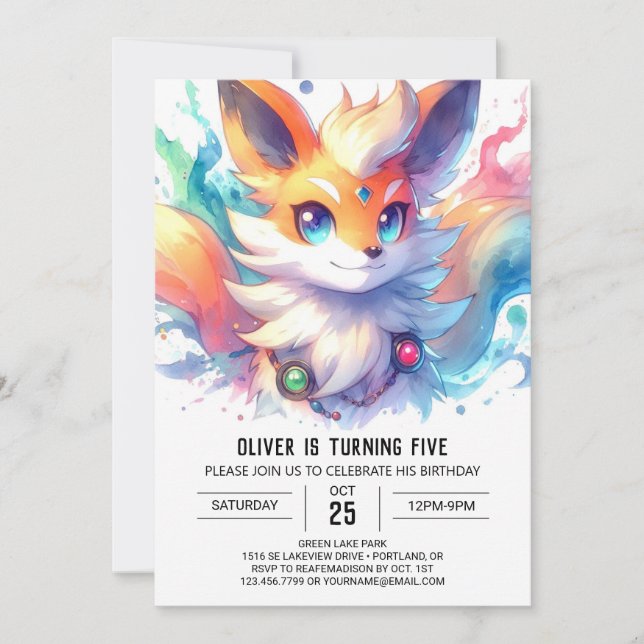 Convites Boho Joyful Fox Birthday (Frente)