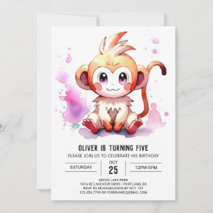 Convites Boho Joyful Monkey Birthday