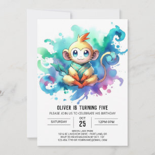 Convites Boho Joyful Monkey Birthday