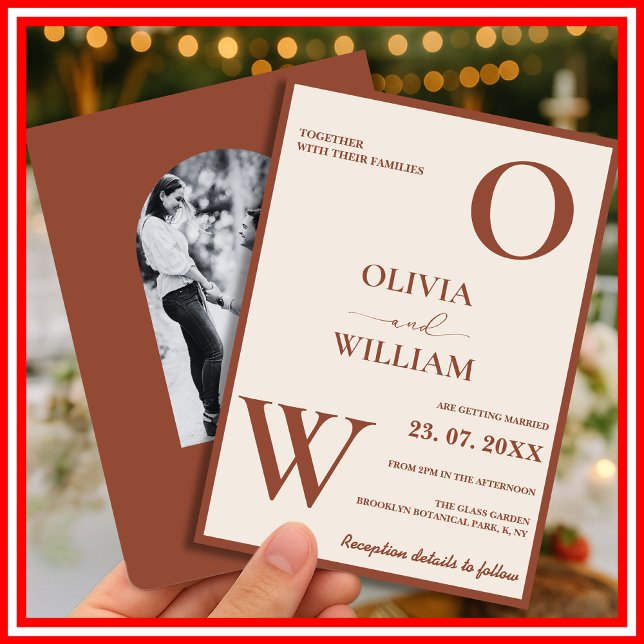 Convites Boho Laranja Queimado | Casamento Moderno de Terra (Criador carregado)