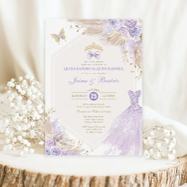 Convites Boho Lavanda Gêmeas Florais Garota Quinceañera