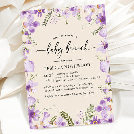 Convites Boho Lavanda Lilac Florals Baby Brunch