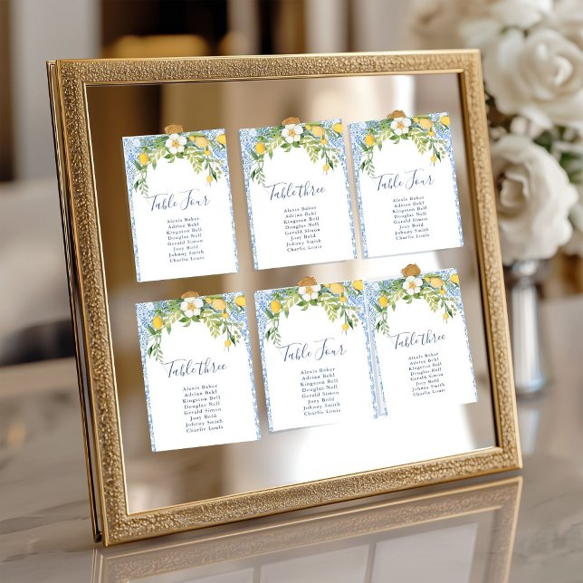 Convites Boho Lemon Blue Mediterranean azulejo - Casamento  (Criador carregado)