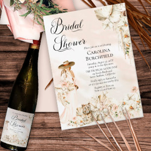 Convites Boho Leopard   Chá de panela tropical feminino