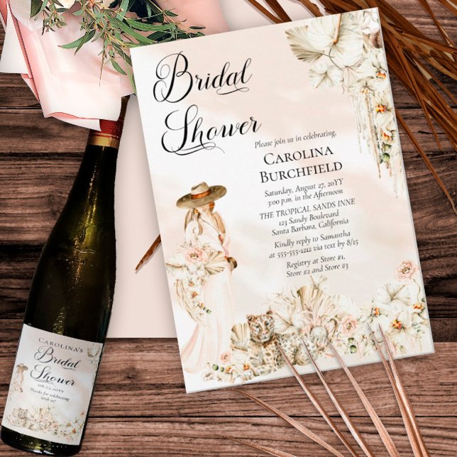 Convites Boho Leopard | Chá de panela tropical feminino (Criador carregado)