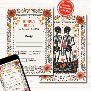 Convites Boho Letterpress Estilo Esqueleto Tarot Casamento
