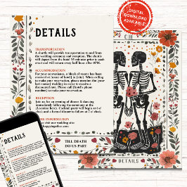 Convites Boho Letterpress Style Skeleton Tarot Details