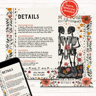 Convites Boho Letterpress Style Skeleton Tarot Details
