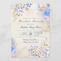 Boho Light Blue Floral Chá de panela Invite