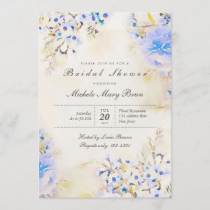 Convites Boho Light Blue Floral Chá de panela Invite