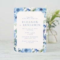 Boho Light Blue Watercolor Flowers Casamento