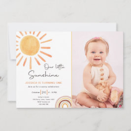 Convites Boho LiTtle Sunshine primeiro aniversario Convide 