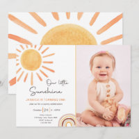 Boho LiTtle Sunshine primeiro aniversario Convide 