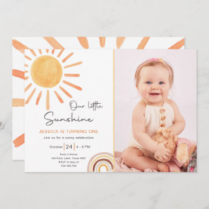 Convites Boho LiTtle Sunshine primeiro aniversario Convide 