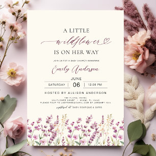 Convites Boho Little Wildflower Purple Lilly Chá de fraldas