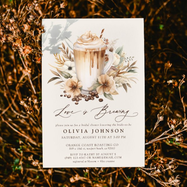 Convites Boho Love está criando Chá de panela (Easily personalize this bridal shower invitation for the perfect coffee theme bridal shower!)