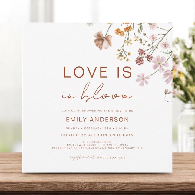 Convites Boho Love está em Bloom Wildflower Chá de panela (Criador carregado)