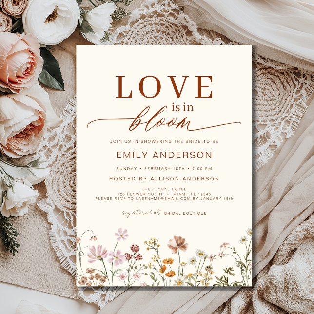 Convites Boho Love está em Bloom Wildflower Chá de panela (Criador carregado)