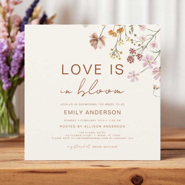 Convites Boho Love está em Bloom Wildflower Chá de panela (Criador carregado)