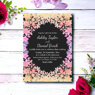 Convites Boho Luminoso Rosas Negra Casamento Floral