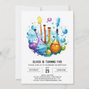 Convites Boho Mad Scientist Discovery Aniversário