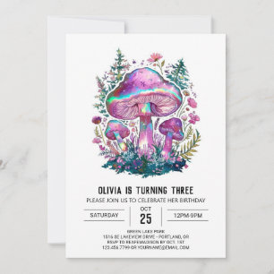 Convites Boho Magical Digital Mushroom Aniversário