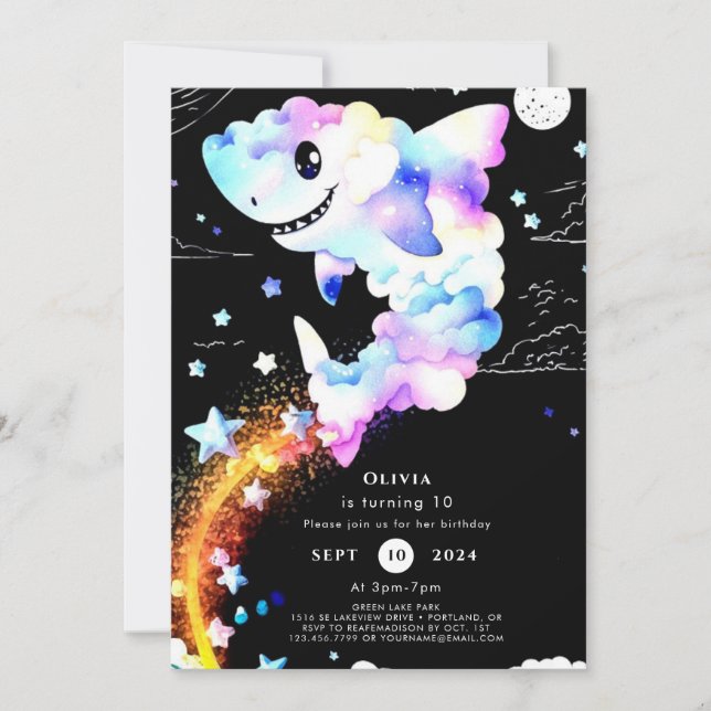 Convites Boho Magical Marine Shark Birthday (Frente)