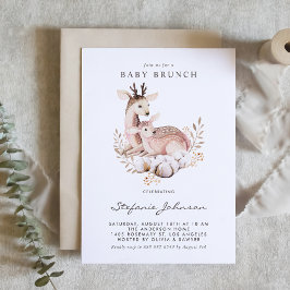 Convites Boho Mamãe e Baby Deer Woodland Baby Brunch