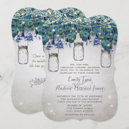 Convites Boho Mason Jar Marinho Turquoise Peacock