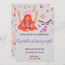 Convites Boho Mermaid Birthday Invitation