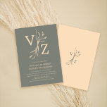 Convites Boho Minimal Sage Green Leaf Monograma Casamento<br><div class="desc">Este convite de casamento elegante e mínimo é perfeito para as estações de verão e primavera. Ele apresenta uma arte de linha de folha moderna com uma simples tipografia monográfica. O esquema de cores inclui o verde-sábio e o bege cremoso. É contemporâneo, boêmico, rústico e simples, o design perfeito para...</div>