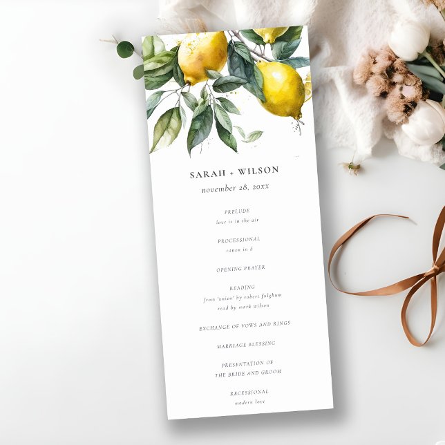 Convites Boho Minimal Yellow Lemon Garden Wedment Program (Criador carregado)