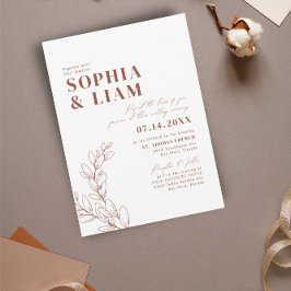 Convites Boho Minimalist Botanicals Terracotta Wedding