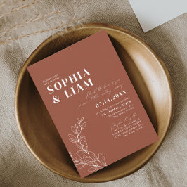 Convites Boho Minimalist Botanicals Terracotta Wedding