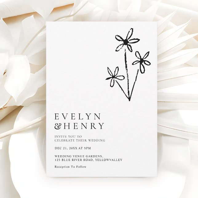 Convites Boho Minimalist Simple Chic Wedding (Criador carregado)