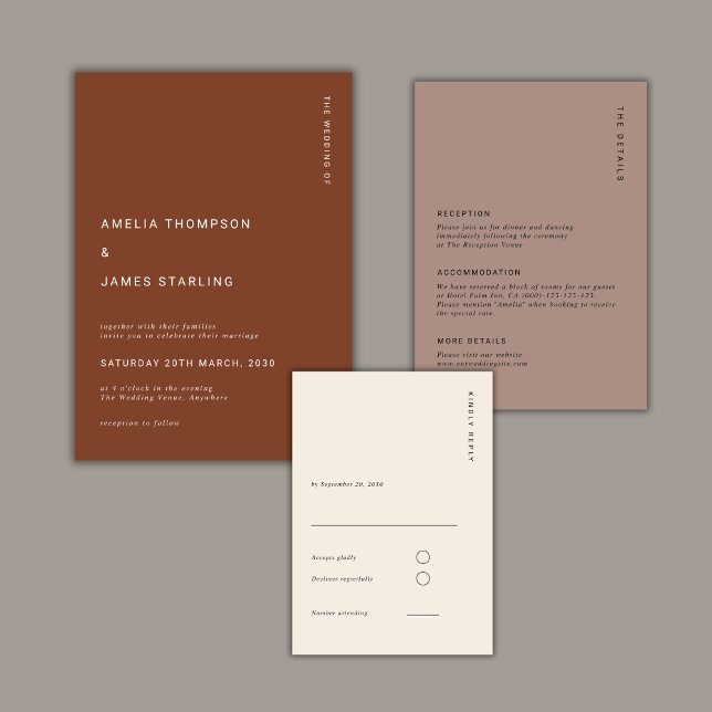 Convites Boho Minimalist Terracotta Fall Simple Wedding (Criador carregado)