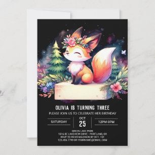 Convites Boho Minimalista Fox Birthday digital