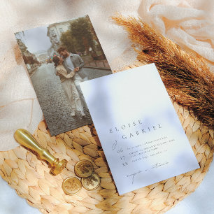 Convites Boho Minimalista Invitación de Boda con Foto