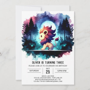 Convites Boho Minimalista Lion Birthday